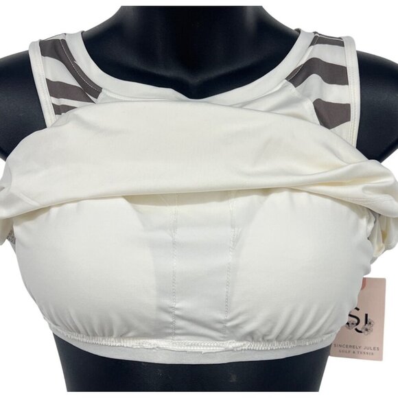 Sincerely Jules Womens White Racerback Tank Top Size Medium M Zebra Athletic New - Picture 5 of 8